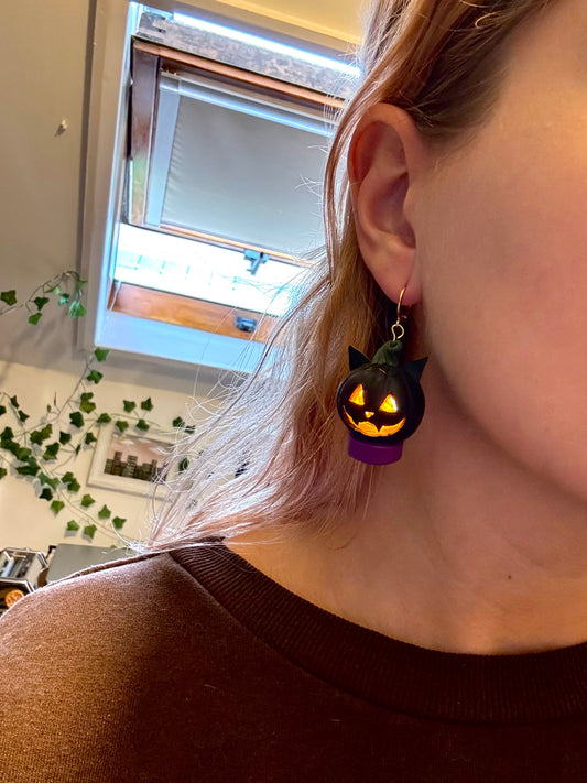 💡Black Cat Pumpkin Earrings