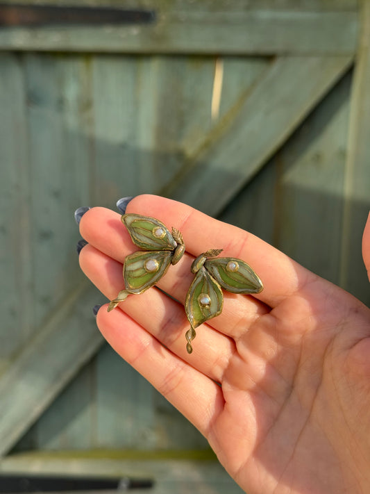 Luna Moth Antique Studs